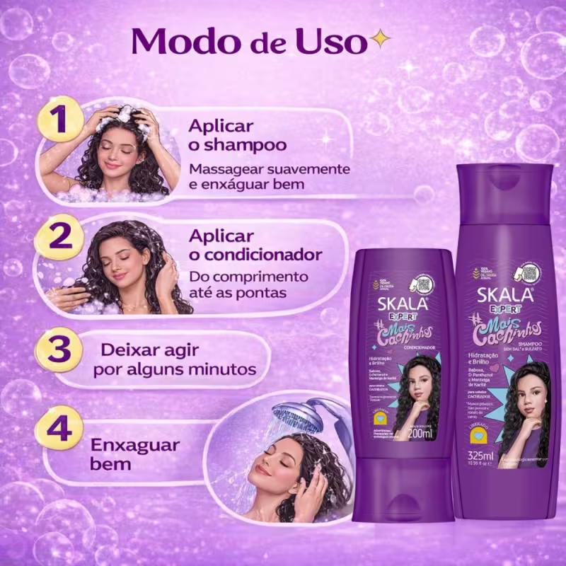 Kit Skala Expert Mais Cachinhos: Shampoo 325ml e Condicionador 200ml