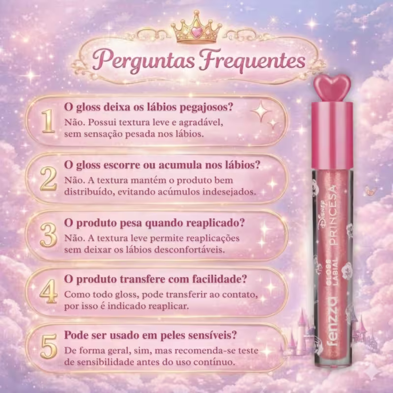 Gloss Labial Fenzza Disney Princesa Sea Sparkle Dis113