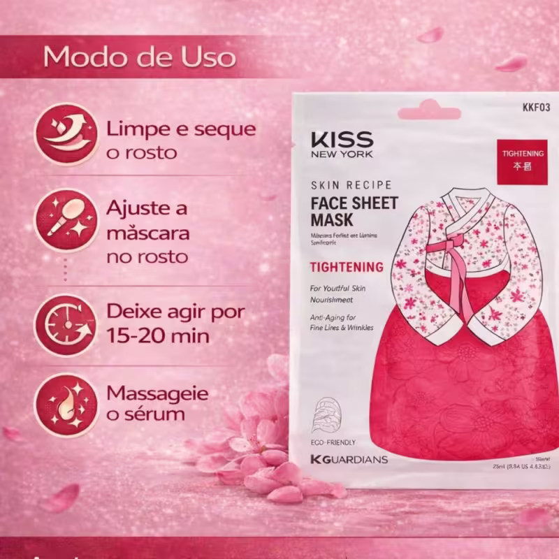 Máscara Facial Coreana Kiss Ny Face Sheet Mask Tightening Firmadora Kkf03