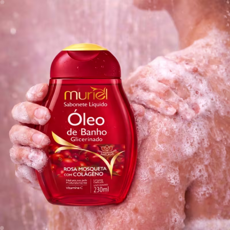 Sabonete Líquido Muriel Óleo de Banho Rosa Mosqueta Com Colágeno 230ml