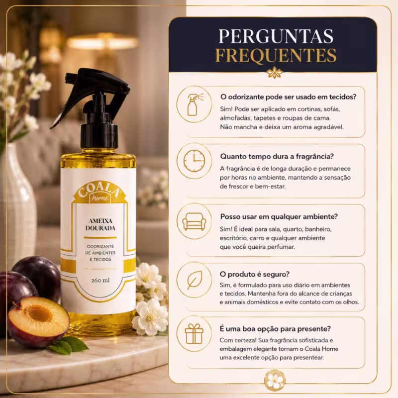 Odorizante De Ambientes e Tecidos Coala Home Ameixa Dourada 260ml