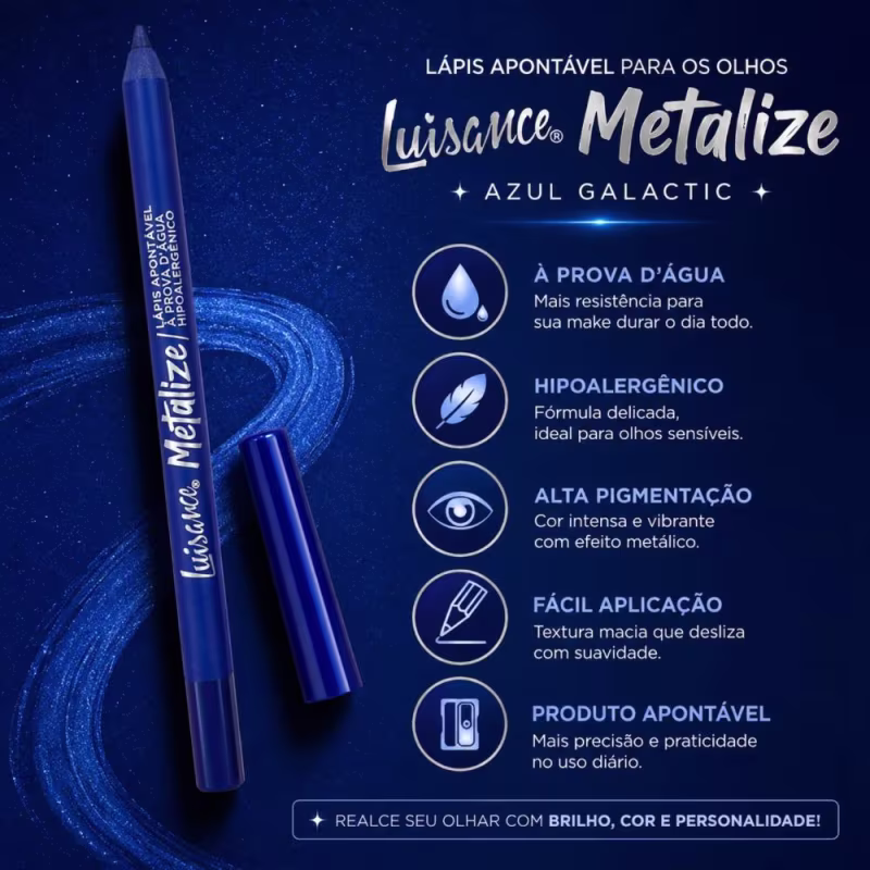 Lápis Apontável Para Os Olhos Luisance Metalize Azul Galactic L5209