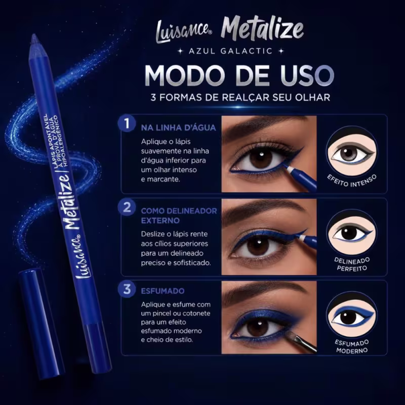 Lápis Apontável Para Os Olhos Luisance Metalize Azul Galactic L5209