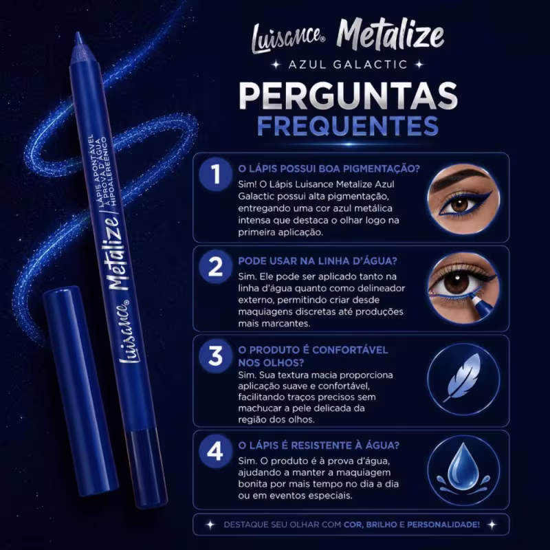Lápis Apontável Para Os Olhos Luisance Metalize Azul Galactic L5209