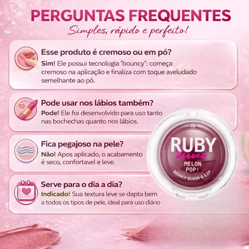 Blush e Lip Bouncy Ruby Kisses Melon Pop! Wine Mbb06bb