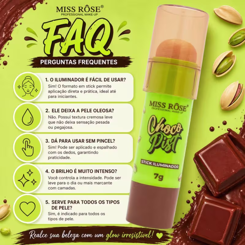 Iluminador Stick Miss Rôse Chocopist Cód. Mr122 Cor 03