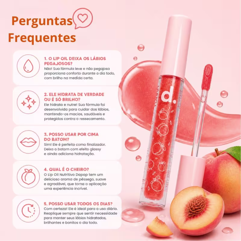 Lip Oil Nutritivo Dapop Pêssego Cód.: Dp2358