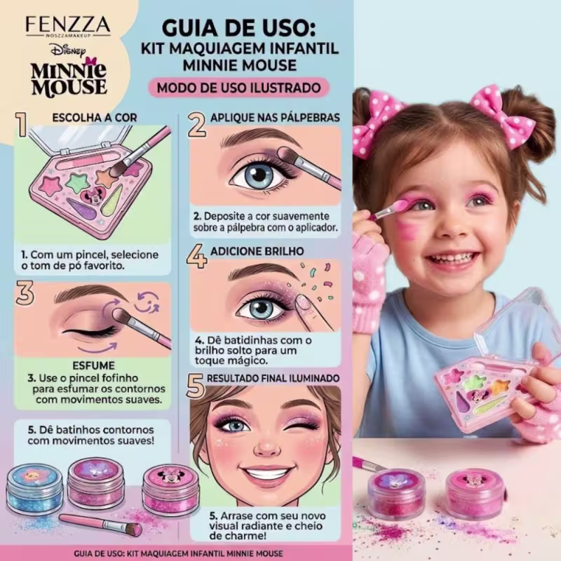 Paleta de Sombras e Brilhos Fenzza Disney Minnie Mouse Dis029