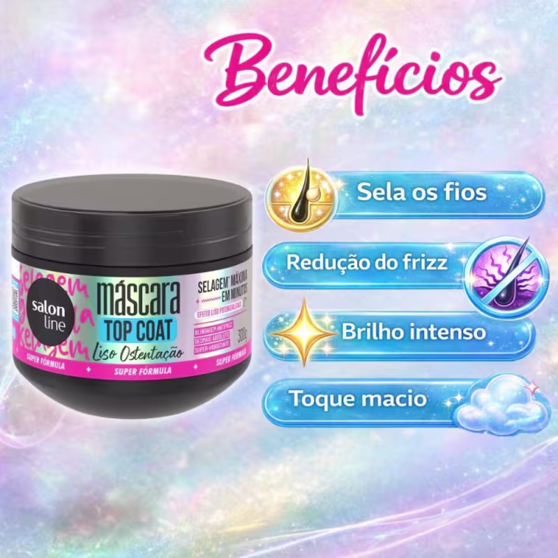 Máscara Capilar Salon Line Top Coat Liso Ostentação Selagem Máxima Em Minutos 300g