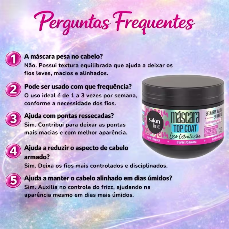 Máscara Capilar Salon Line Top Coat Liso Ostentação Selagem Máxima Em Minutos 300g