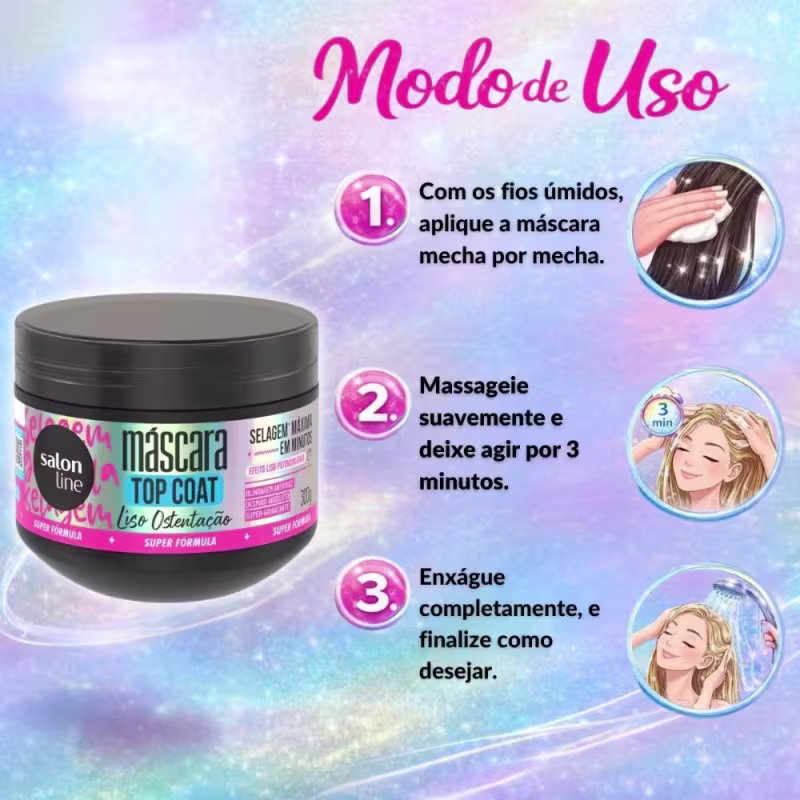 Máscara Capilar Salon Line Top Coat Liso Ostentação Selagem Máxima Em Minutos 300g