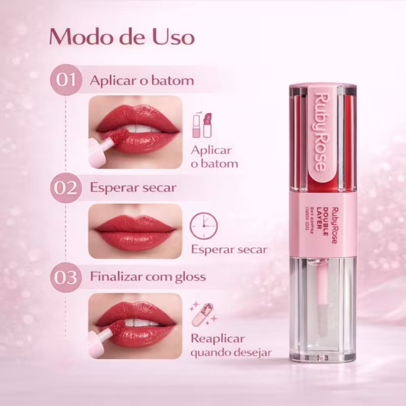 Batom Duo Ruby Rose Double Layer DL70 HB-L6102-7