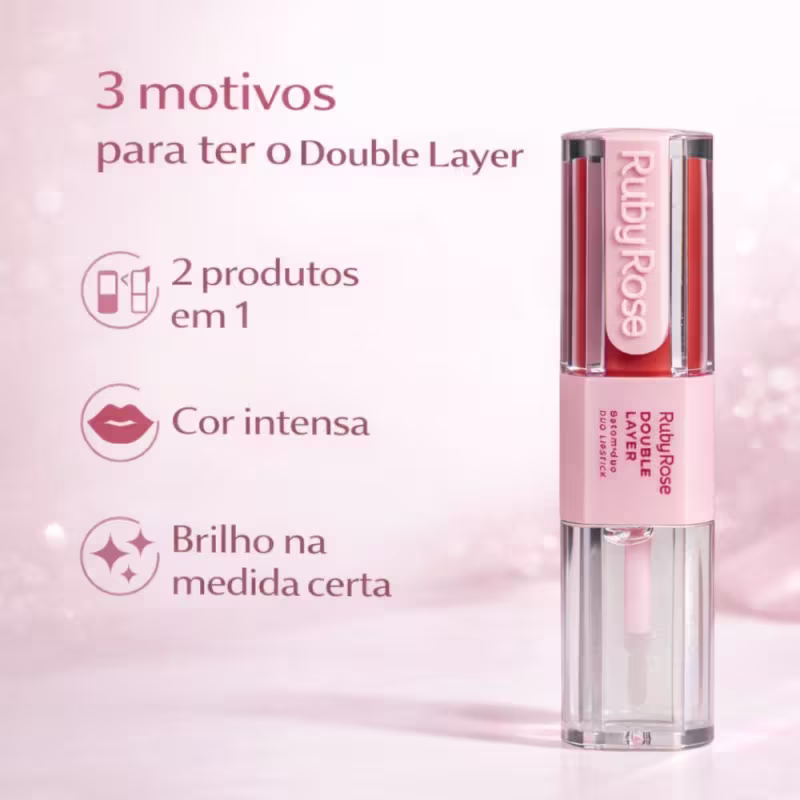 Batom Duo Ruby Rose Double Layer DL90 HB-L6102-9