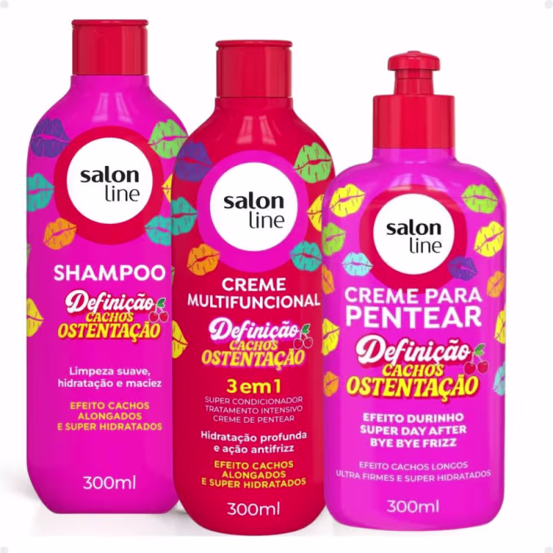 Kit Salon Line Definição Cachos Ostentação: Shampoo e Creme Multifuncional + Creme Pentear 300ml