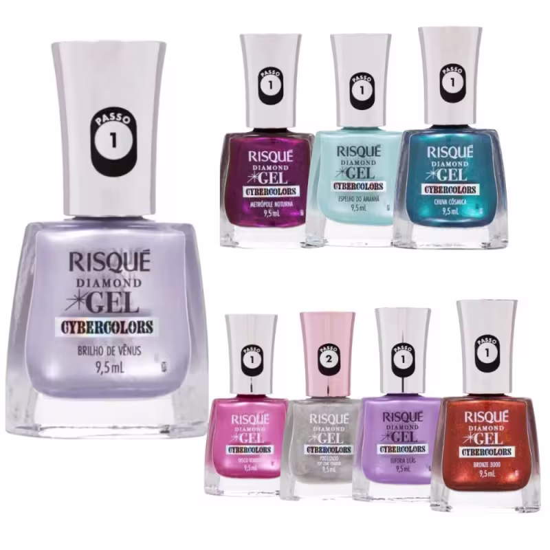 Esmalte Efeito Gel Risqué Diamond Gel Cybercolors 9,5ml Euforia Lilás
