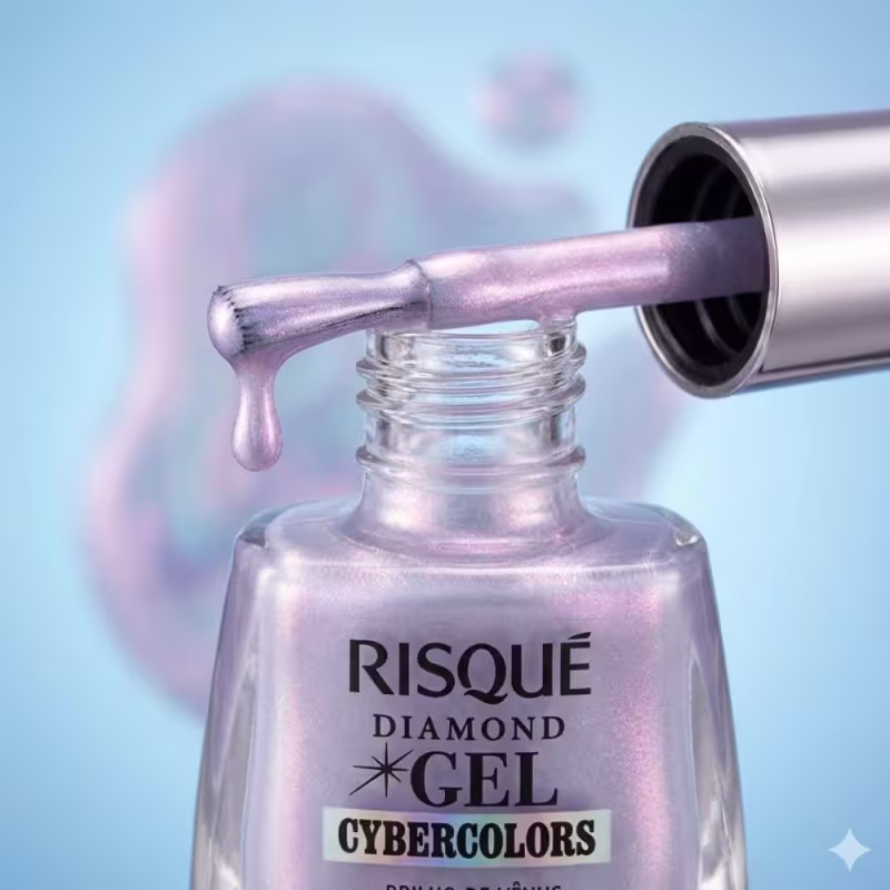Esmalte Efeito Gel Risqué Diamond Gel Cybercolors 9,5ml Euforia Lilás