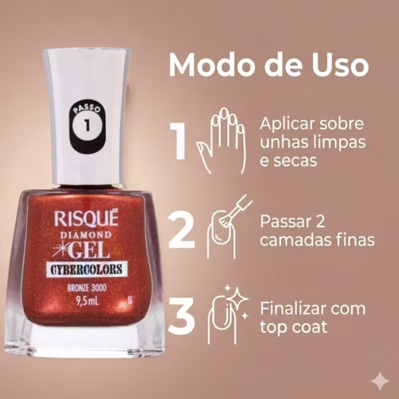 Esmalte Efeito Gel Risqué Diamond Gel Cybercolors 9,5ml Euforia Lilás