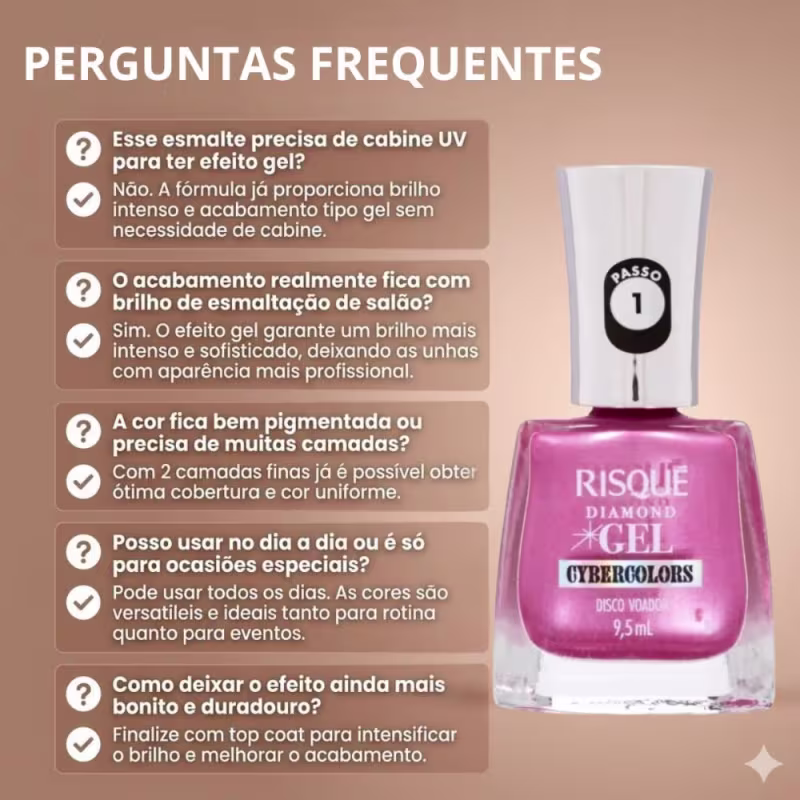 Esmalte Efeito Gel Risqué Diamond Gel Cybercolors 9,5ml Brilho De Vênus