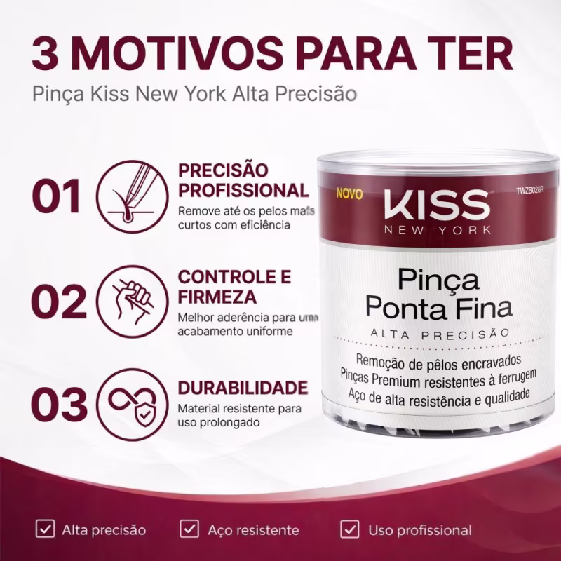 Kit Kiss New York: 72 Pinças Ponta Fina Twzb02br