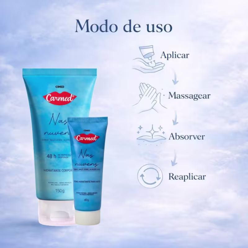 Kit Carmed Nas Nuvens: Hidratante Corporal 150g e Creme Para Mãos 40g