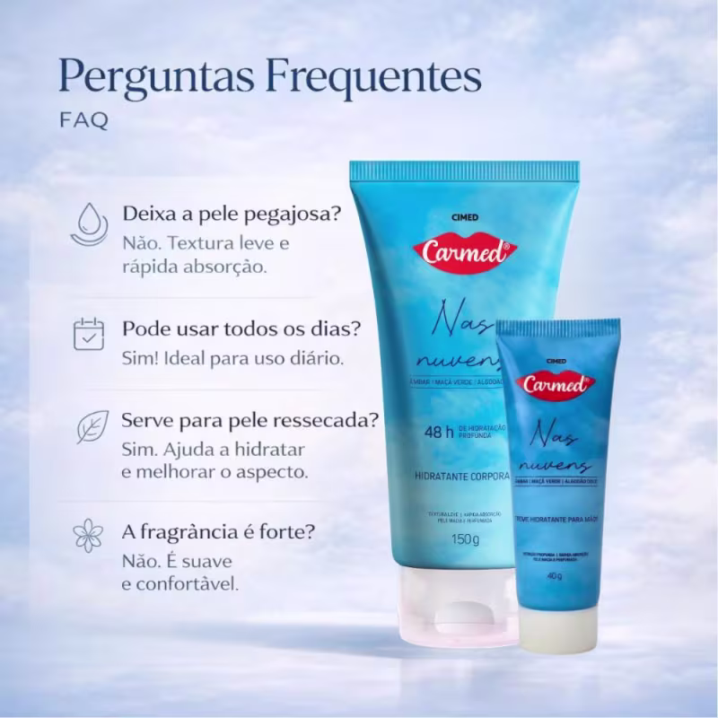 Kit Carmed Nas Nuvens: Hidratante Corporal 150g e Creme Para Mãos 40g
