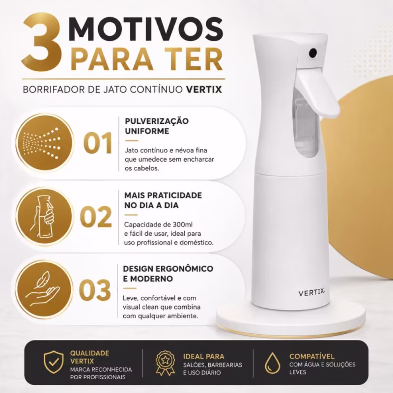 Borrifador de Jato Contínuo Vertix Branco 300ml Cód.3184