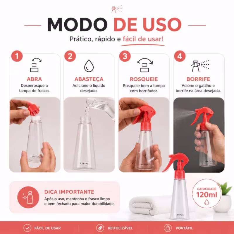 Borrifador Plástico Vertix 120ml Cód.3188