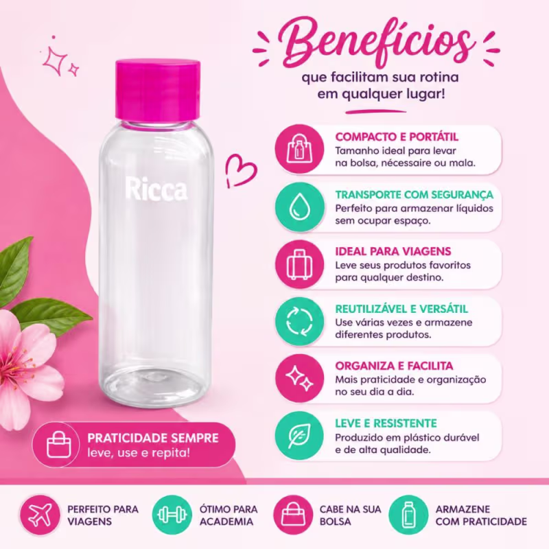 Frasco de Viagem Ricca Cores Diversas