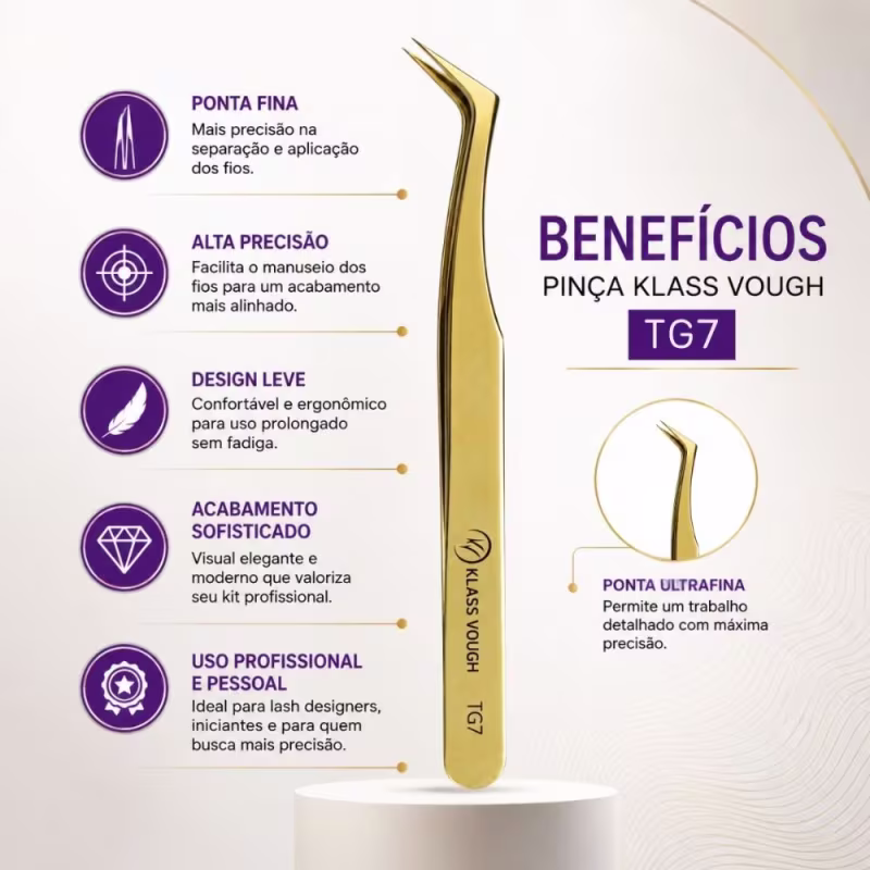 Pinça para Alongamento de Cílios Klass Vough Tg7