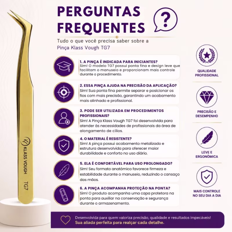 Pinça para Alongamento de Cílios Klass Vough Tg7