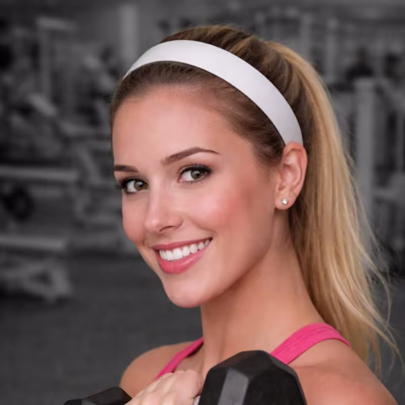 Faixa Elástica Para Cabelo Ricca Gym Antideslizante White Cód.1046