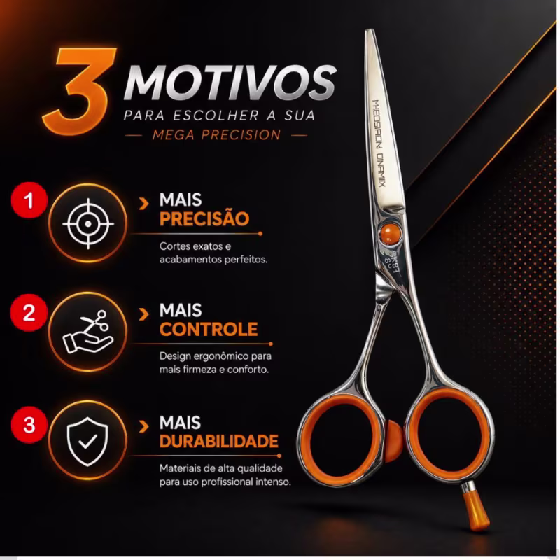 Tesoura Profissional Mega Precision Classica Dinamix Fio Navalha 5.5 Sk81-55