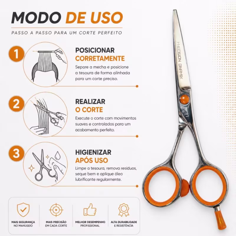 Tesoura Profissional Mega Precision Relax Dinamix Fio Navalha 5.5 Sk82-55