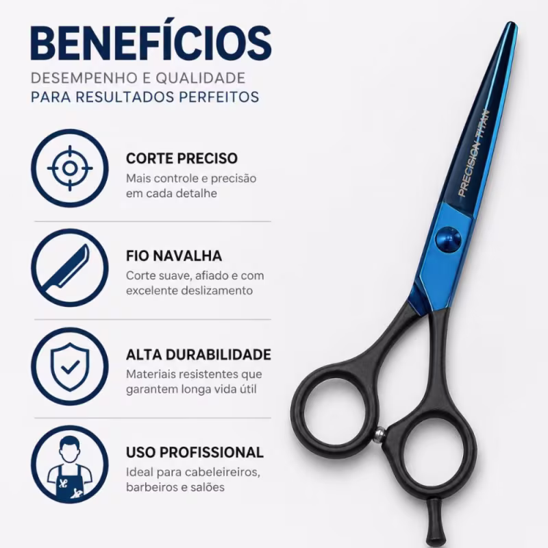 Tesoura Profissional Mega Precision Relax Titan Fio Navalha 5.5 P89b-55