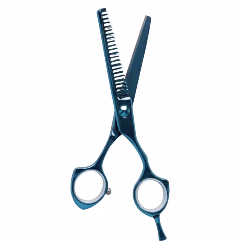 Tesoura Profissional Dentada Mega Kasho Blue Titanium Fio Navalha 5.5 K5360d-55