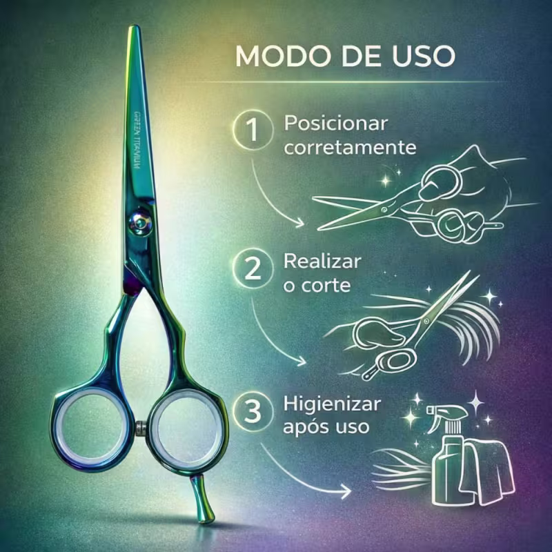 Tesoura Profissional Mega Kasho Green Titanium Fio Navalha 5 K5370-5