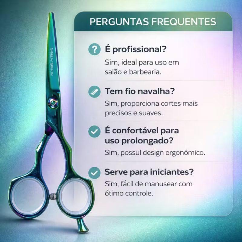 Tesoura Profissional Mega Kasho Green Titanium Fio Navalha 5 K5370-5