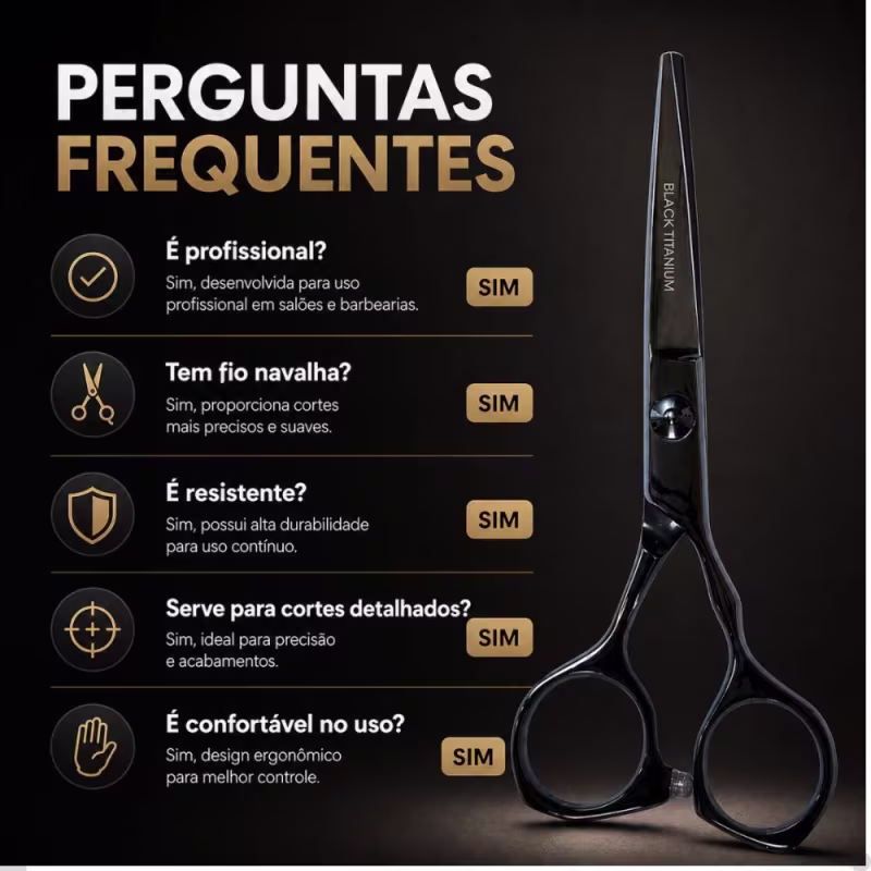 Tesoura Profissional Mega Kasho Black Titanium Fio Navalha 5 K5390-5