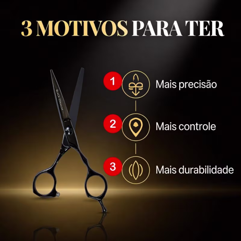 Tesoura Profissional Mega Kasho Black Titanium Fio Navalha 5 K5390-5