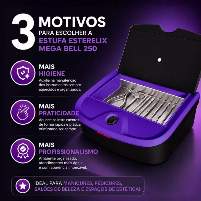 Estufa Esterelix Color Mega Bell 250 Preta e Lilás Bivolt