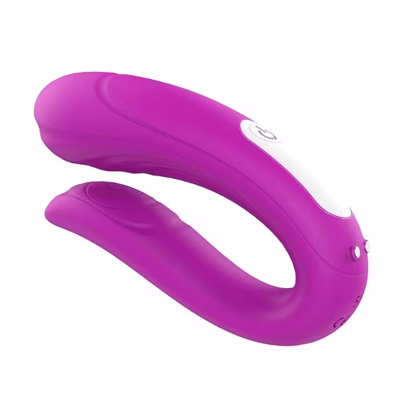 Vibrador de casal em silicone com controle recarregável e 9 modos de vibração - s-hande mermaid rct - 10 x 4,6 cm | Roxo