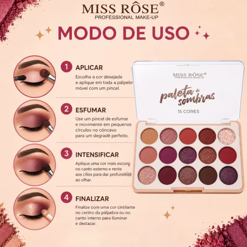 Paleta De Sombras Miss Rôse 15 Cores 02 Bx7001-054m