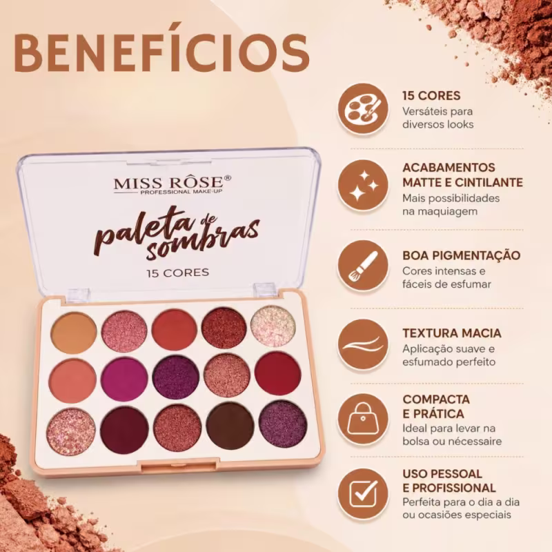 Paleta De Sombras Miss Rôse 15 Cores 02 Bx7001-054m