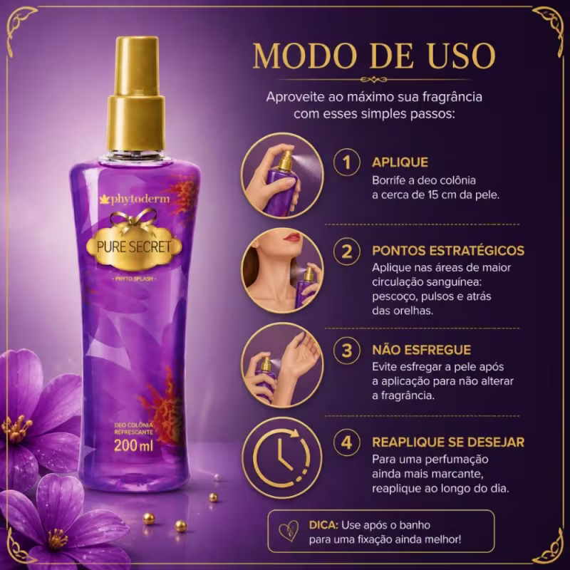 Kit Phytoderm: 3 Body Splash Deo Colônia Pure Secret 200ml