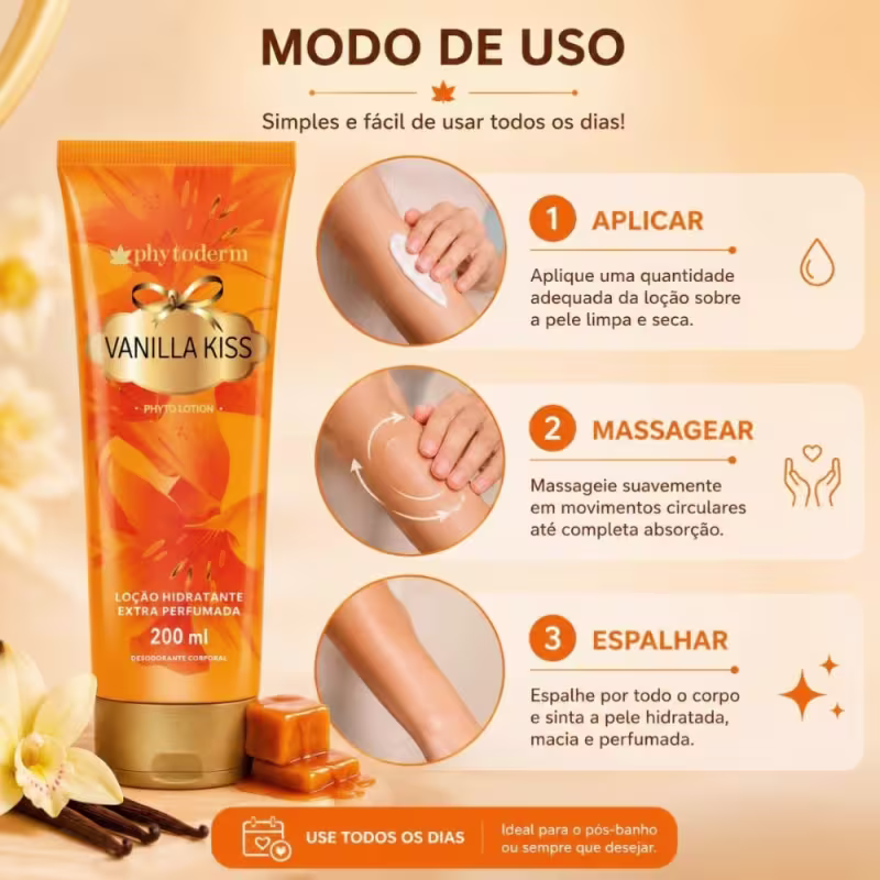 Kit Phytoderm Vanilla Kiss: 3 Loção Hidratante 200ml