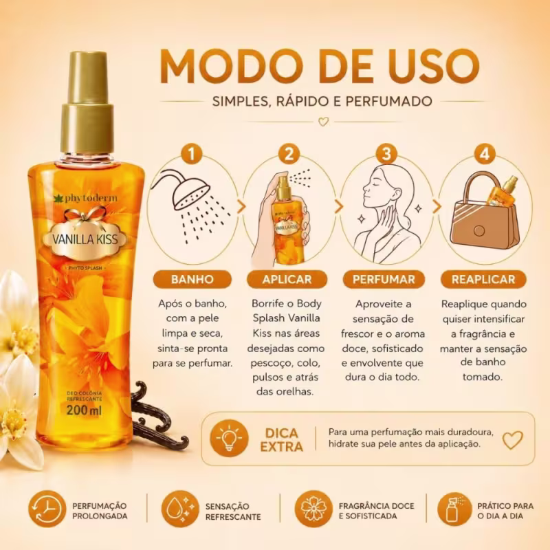 Kit Phytoderm Vanilla Kiss: 3 Body Spash Deo Colônia 200ml