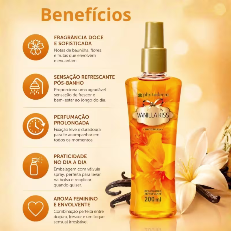 Kit Phytoderm Vanilla Kiss: 3 Body Spash Deo Colônia 200ml