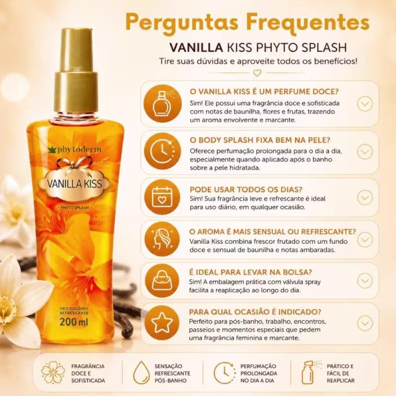 Kit Phytoderm Vanilla Kiss: 3 Body Spash Deo Colônia 200ml