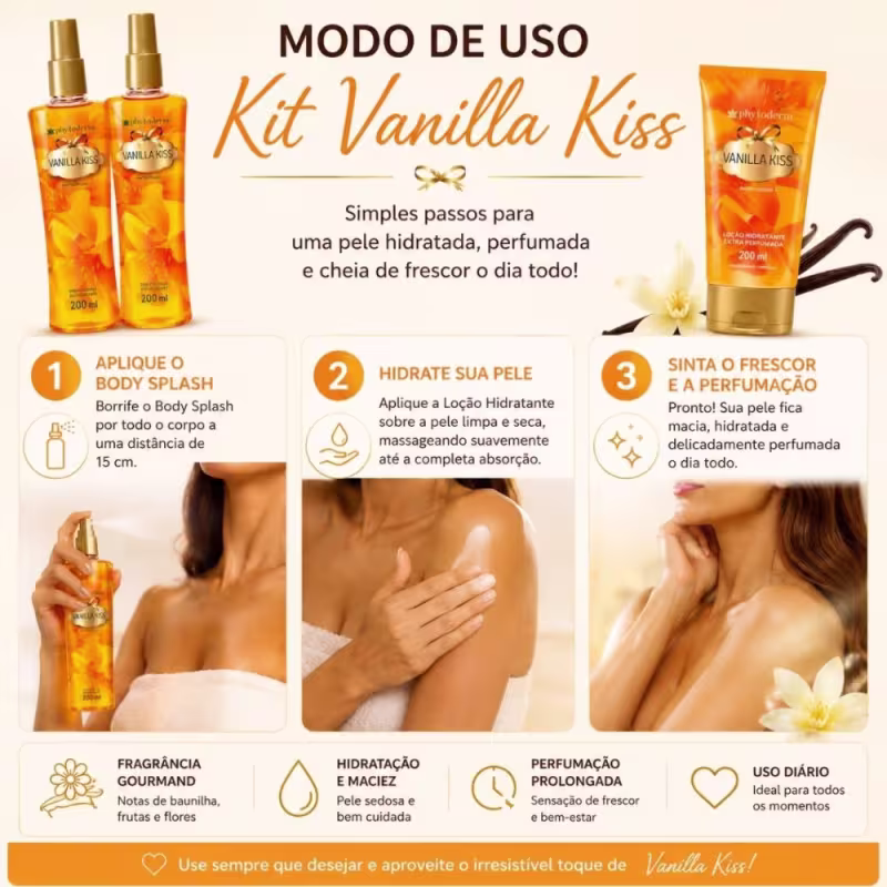 Kit Phytoderm Vanilla Kiss: 2 Body Splash Leve 1 Hidratante