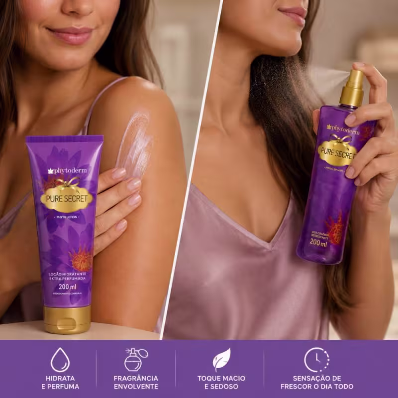 Kit Phytoderm Pure Secret: 2 Hidratantes leve 1 Body Splash